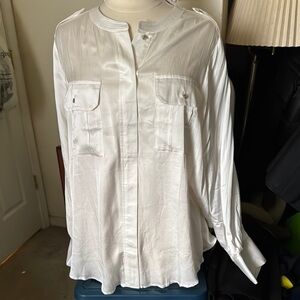 LANE BRYANT Elegant White Button-Up Blouse
